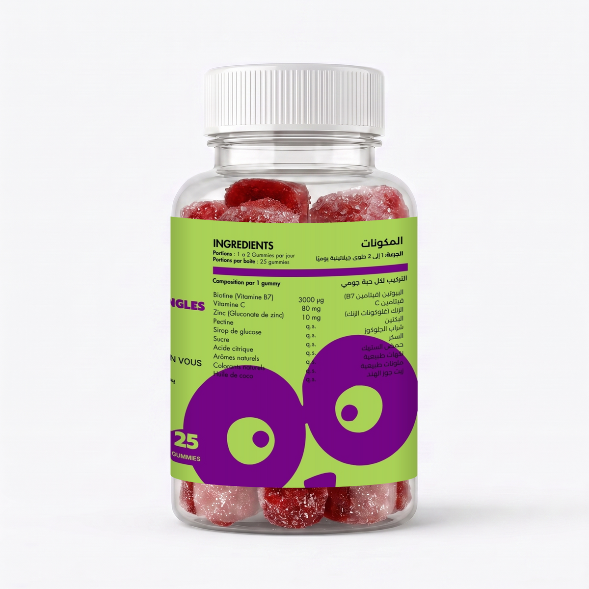 OOVI Biotine Cheveux & Ongles – vue de côté, composition et ingrédients