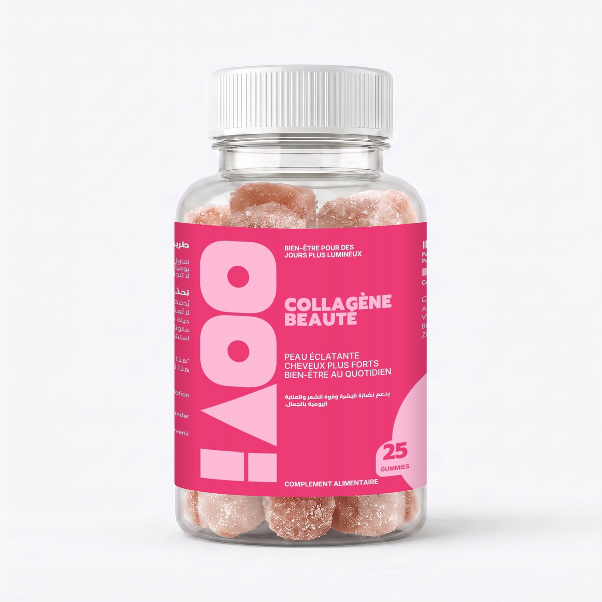 OOVI Collagène Beauté – flacon de 25 gummies, vue de face